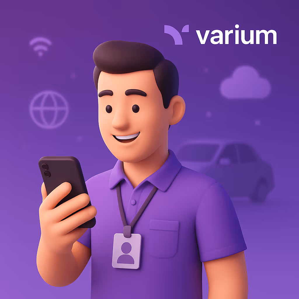 Screenshots and graphic design image of the Varium application