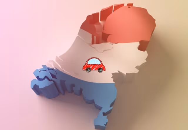 Een gestileerde kaart van Nederland met rijlesprijzen per regio